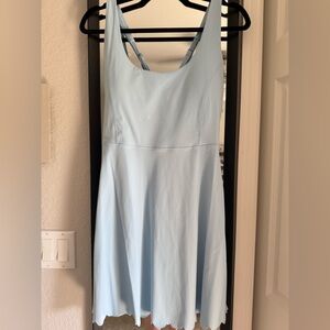 Women’s Tennis Dress w Bra AdjustableStraps Athletic Workout Dress Blue Medium